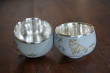 Pure Cat Silver Cup, Traditional Miao, Lazy Cat, Licensed Silver(127g), Animal, Traditional Miao Silver