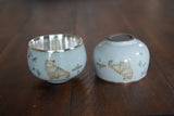 Chilling Happy Cat Silver Teacup Set, 990 Fine Silver(137g), Miao Heritage, Ideal for Tea Lovers, Tea Parties, Trad Hmong Ethnic Tribal Style, China teacups, Gift for Mother's Day, Birthdays