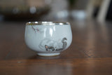 Pure Silver Cup, Traditional Miao Silver Cup, Black and White Cat, Watercolor Kittie ,Traditional Miao Silver