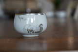 Pure Silver Cup, Traditional Miao Silver Cup, Black and White Cat, Watercolor Kittie ,Traditional Miao Silver