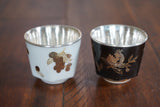 Peach and Gold-Fish Fine Silver Teacup Set, 990 Fine Silver Teacups, White, Black, Traditional Hmong Silverware, Perfect for Tea Lovers, Tea Parties, Chinateacup, Gift for Mother's Day, Birthdays