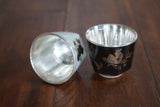 Peach and Gold-Fish Fine Silver Teacup Set, 990 Fine Silver Teacups, White, Black, Traditional Hmong Silverware, Perfect for Tea Lovers, Tea Parties, Chinateacup, Gift for Mother's Day, Birthdays