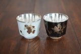 Peach and Gold-Fish Fine Silver Teacup Set, 990 Fine Silver Teacups, White, Black, Traditional Hmong Silverware, Perfect for Tea Lovers, Tea Parties, Chinateacup, Gift for Mother's Day, Birthdays