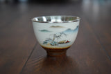Pure Silver Cup,Traditional Water Color Mountain, Silver Tea Cup,Licensed Silver(114g),  Traditional Miao Silver