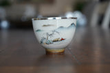 Pure Silver Cup,Traditional Water Color Mountain, Silver Tea Cup,Licensed Silver(114g),  Traditional Miao Silver