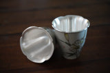 Watercolor Floral Pure Silver Cup, Fine Silver Teacup, Traditional Miao Collectible Luxury Drinkware, Blossom Design, Gift, Traditional Miao Silver