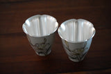 Watercolor Floral Pure Silver Cup, Fine Silver Teacup, Traditional Miao Collectible Luxury Drinkware, Blossom Design, Gift, Traditional Miao Silver