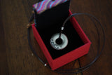 Unisex 999 Pure Silver, Circular Pure Silver Necklace, Elegant Tribal-Inspired Sterling Circle Pendant Necklace with Leather Cord , Traditional Miao Silver