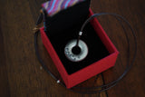 Unisex 999 Pure Silver, Circular Pure Silver Necklace, Elegant Tribal-Inspired Sterling Circle Pendant Necklace with Leather Cord , Traditional Miao Silver