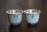 990 Fine Silver Tea Cup, Watercolor Lotus Pure Silver Cup, Hmong Silverware, Ethnic Tribal Style, Ideal for Tea Lovers, Tea Parties