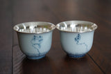 990 Fine Silver Tea Cup, Watercolor Lotus Pure Silver Cup, Hmong Silverware, Ethnic Tribal Style, Ideal for Tea Lovers, Tea Parties