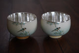 Traditional Watercolor Bird Pure Silver Cup, Traditional Silver Tea Cup, 114g