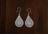 990 Filigree Fine Silver Dangle Earrings, Trad Hmong Dangle, Paisley Teardrop Earrings, Traditional Hmong Inspired Jewelry, Bohemian Dangle Earrings, Miao Silver Heritage, Ethnic Tribal Style Earrings ,Prom Earrings for Women
