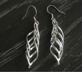 Swirled Pure Silver Dangles,Spiral Silver Earrings,925 Fine Silver Dangle,Licensed Pure Silver,Traditional Miao Earrings,Threader Sterling Silver