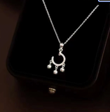 Unisex Sterling Silver Necklace with Dangling Charms, Traditional Miao Jewelry, 925 Silver Crescent Pendant,Women Silver Necklace, Men Silver Necklace, Silver Pendant Necklace, Gift for Birthday, Anniversary