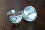 Bird On Tree Pure Silver Cups, Licensed Pure Silver Tea Cup, TeasET