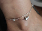 Pure Silver Anklet Bracelet(Fish, Flower), Traditional Miao Silver Ankle Bracelet