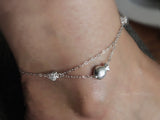 Pure Silver Anklet Bracelet(Fish, Flower), Traditional Miao Silver Ankle Bracelet
