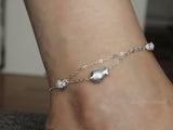 Pure Silver Anklet Bracelet(Fish, Flower), Traditional Miao Silver Ankle Bracelet