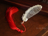 999 Fine Silver Comb, Licensed Pure Silver(76g), Leaf Pattern, Handmade Silver Comb, Leaf, Leave, Licensed Pure Silver, Head Massage