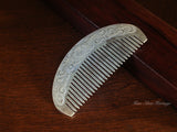 Floral Anti-itchy 999 Fine Silver Comb, Hand-carved Flower Comb, Peony pattern, Hair Comb, Hair Brush, Traditional Hmong Combs, Gift for Birthday, Graduation, Anniversary,Comb for Head Massage