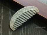 Floral Anti-itchy 999 Fine Silver Comb, Hand-carved Flower Comb, Peony pattern, Hair Comb, Hair Brush, Traditional Hmong Combs, Gift for Birthday, Graduation, Anniversary,Comb for Head Massage