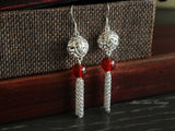 Pure Silver Dangle,Traditional Miao Silver Earring,Licensed 925 Natural Silver, Traditional Silver Dangle,Silver EarDrop, Ball, Round Silver Earring