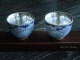 Water-Wave Patterned Silver Teacup Set(136g), Licensed 990 Fine Silver, Hmong Silverware, Ethnic Tribal Style, Traditional Miao Cultural Heritage, Ideal for Tea Lovers, Tea Parties, Gift for Birthday