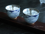 Water-Wave Patterned Silver Teacup Set(136g), Licensed 990 Fine Silver, Hmong Silverware, Ethnic Tribal Style, Traditional Miao Cultural Heritage, Ideal for Tea Lovers, Tea Parties, Gift for Birthday