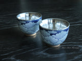 Water-Wave Patterned Silver Teacup Set(136g), Licensed 990 Fine Silver, Hmong Silverware, Ethnic Tribal Style, Traditional Miao Cultural Heritage, Ideal for Tea Lovers, Tea Parties, Gift for Birthday
