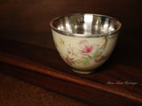 Floral Fine Silver Tea Cup, 990 Fine Silver Tea Cup Sets, Watercolor Flower Silver Cup, Traditional Hmong Silverware, Miao Silver Heritage, Chinateacup, Gift for Teaparties and TealoversMiao Tribe (136g)