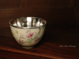 Floral Fine Silver Tea Cup, 990 Fine Silver Tea Cup Sets, Watercolor Flower Silver Cup, Traditional Hmong Silverware, Miao Silver Heritage, Chinateacup, Gift for Teaparties and TealoversMiao Tribe (136g)