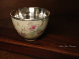 Floral Fine Silver Tea Cup, 990 Fine Silver Tea Cup Sets, Watercolor Flower Silver Cup, Traditional Hmong Silverware, Miao Silver Heritage, Chinateacup, Gift for Teaparties and TealoversMiao Tribe (136g)