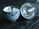 Water-Wave Patterned Silver Teacup Set(136g), Licensed 990 Fine Silver, Hmong Silverware, Ethnic Tribal Style, Traditional Miao Cultural Heritage, Ideal for Tea Lovers, Tea Parties, Gift for Birthday