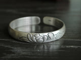 999 Fine Silver Bangle,Carved Lotus Silver Bracelet, Pure Silver,Silver Jewelries,Lotus,Gift,Traditional Miao Carving Designs, Traditional Miao