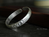 999 Fine Silver Bangle,Carved Lotus Silver Bracelet, Pure Silver,Silver Jewelries,Lotus,Gift,Traditional Miao Carving Designs, Traditional Miao