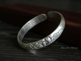 999 Fine Silver Bangle,Carved Lotus Silver Bracelet, Pure Silver,Silver Jewelries,Lotus,Gift,Traditional Miao Carving Designs, Traditional Miao