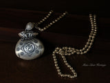 Good Fortune Fu, Calligraphy Pure, Licensed Natural Silver Pendant, Traditional Miao Culture(48g)