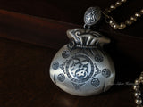 Good Fortune Fu, Calligraphy Pure, Licensed Natural Silver Pendant, Traditional Miao Culture(48g)
