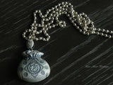 Good Fortune Fu, Calligraphy Pure, Licensed Natural Silver Pendant, Traditional Miao Culture(48g)