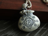 Good Fortune Fu, Calligraphy Pure, Licensed Natural Silver Pendant, Traditional Miao Culture(48g)