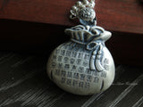 Good Fortune Fu, Calligraphy Pure, Licensed Natural Silver Pendant, Traditional Miao Culture(48g)