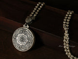 999 Fine Silver Pendant, Pure Silver Necklace, Traditional Silver Accessories, Carved Flowers, Lotus Flower, Licensed Pure Silver(33g),Miao