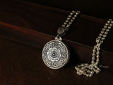 999 Fine Silver Pendant, Pure Silver Necklace, Traditional Silver Accessories, Carved Flowers, Lotus Flower, Licensed Pure Silver(33g),Miao