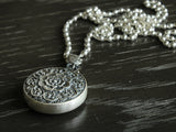 999 Fine Silver Pendant, Pure Silver Necklace, Traditional Silver Accessories, Carved Flowers, Lotus Flower, Licensed Pure Silver(33g),Miao