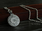 999 Fine Silver Pendant, Pure Silver Necklace, Traditional Silver Accessories, Carved Flowers, Lotus Flower, Licensed Pure Silver(33g),Miao
