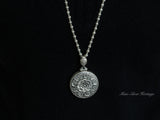 999 Fine Silver Pendant, Pure Silver Necklace, Traditional Silver Accessories, Carved Flowers, Lotus Flower, Licensed Pure Silver(33g),Miao