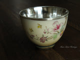 Floral Fine Silver Tea Cup, 990 Fine Silver Tea Cup Sets, Watercolor Flower Silver Cup, Traditional Hmong Silverware, Miao Silver Heritage, Chinateacup, Gift for Teaparties and TealoversMiao Tribe (136g)
